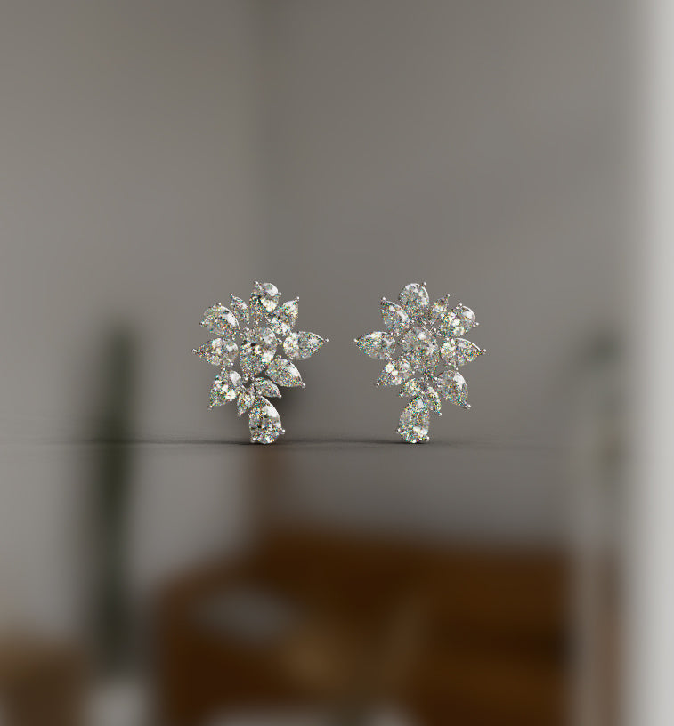 Marquise and Pear Diamond Stud Earring image 2