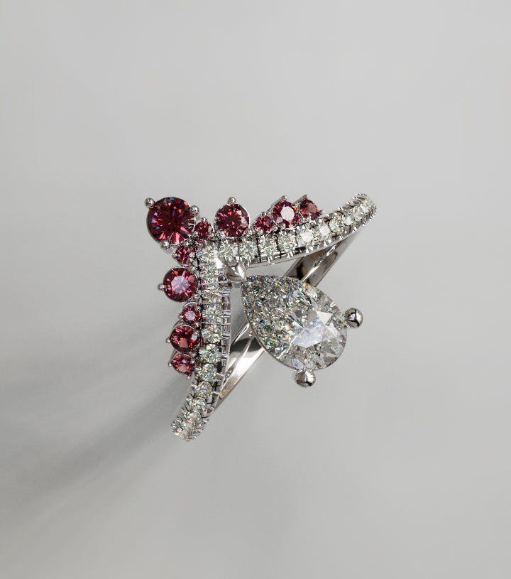 Pear Crown Fancy Diamond Ring image 9