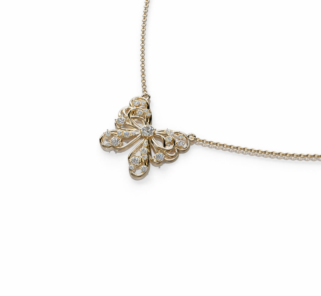 Butterfly Flower Fancy Diamond Pendant image 13