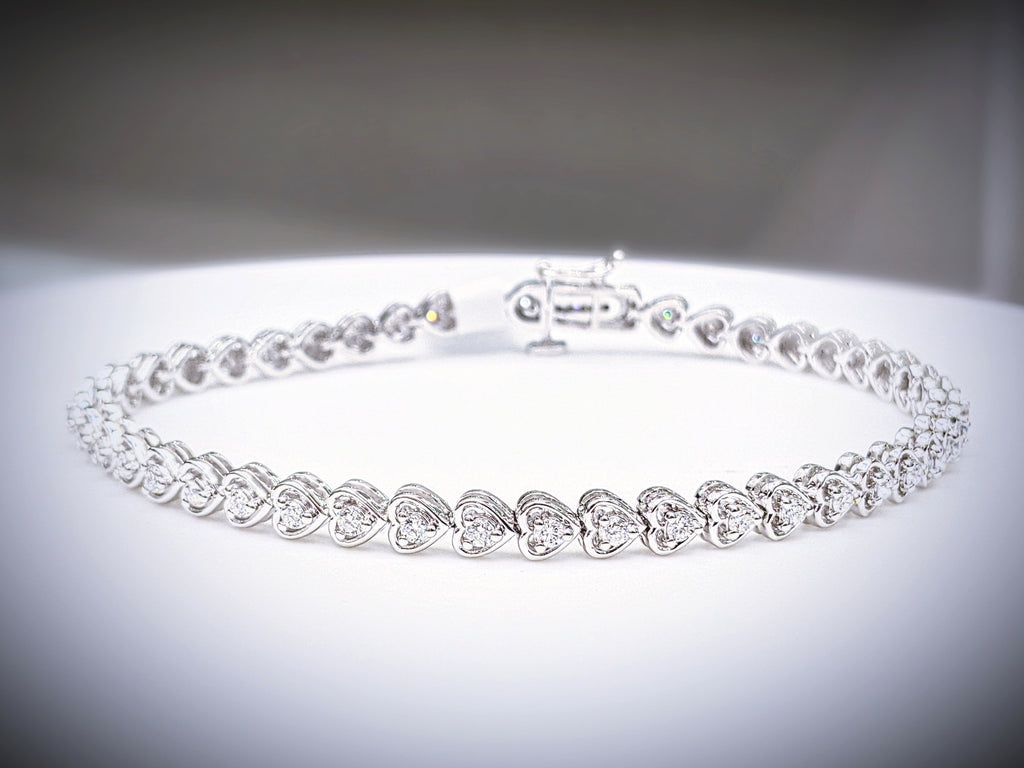 Tennis Bracelet Heart Shape with Round Diamond image 2