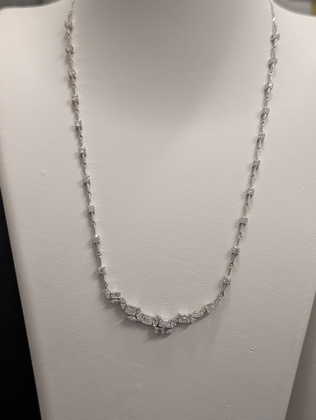 Crooked Smile Diamond Bar Link Necklace image 1