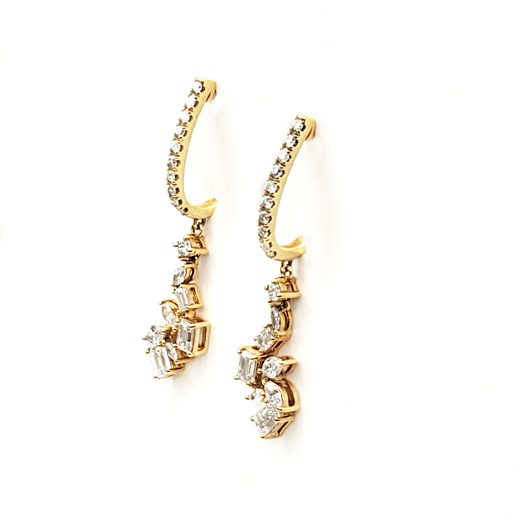 Emerald, Marquise and Round Diamond Earring image 1