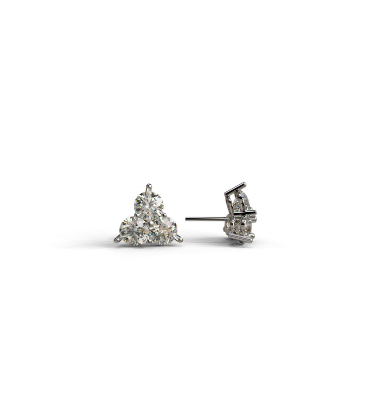 Three 1ct Round Diamond Stud Earring image 6