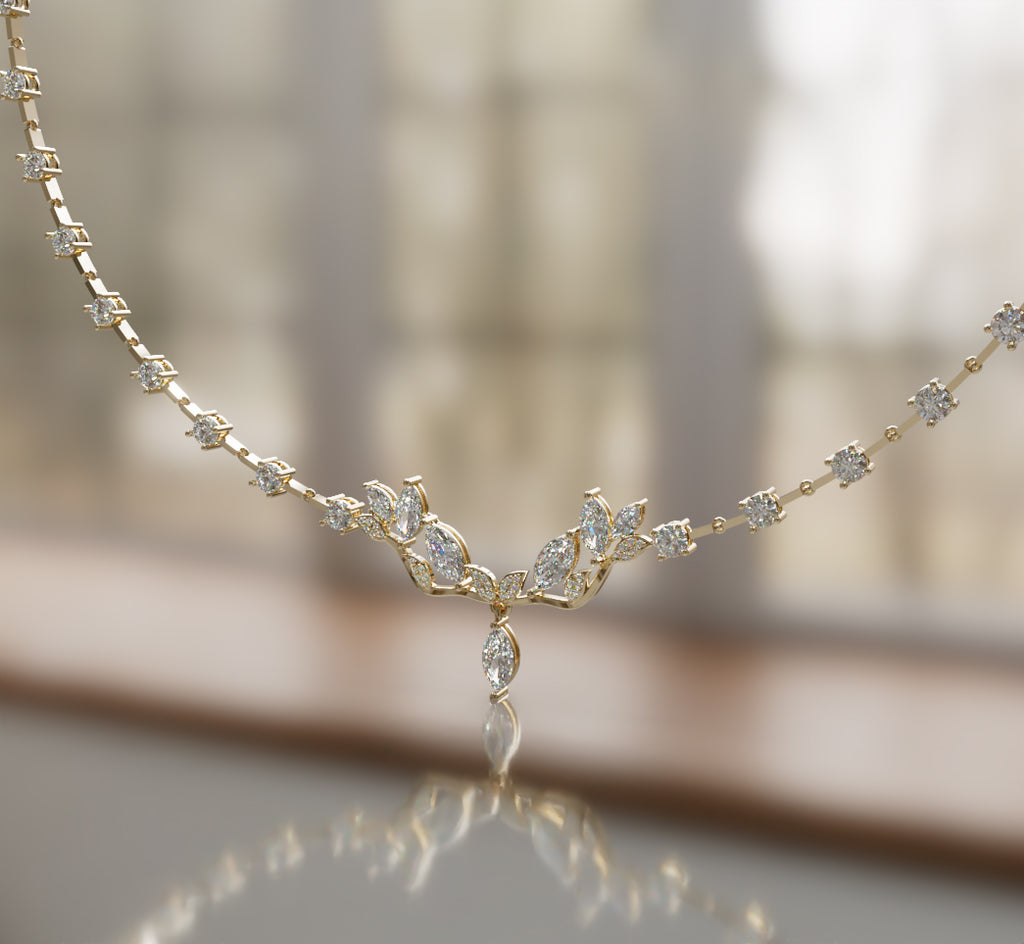 Fancy Cathedral Marquise Diamond  Necklace image 10