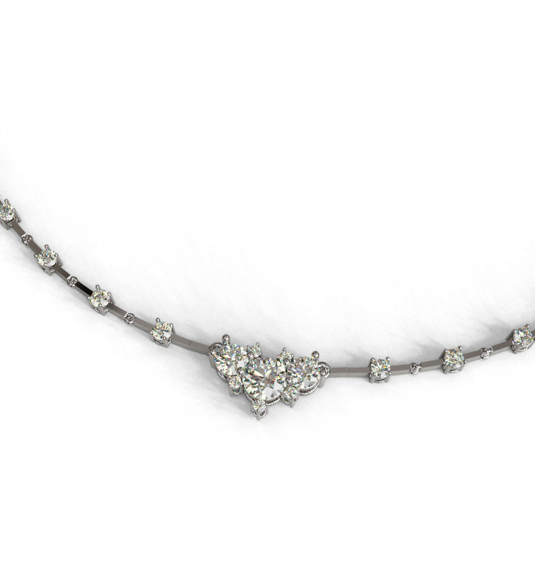 Three Stone Center Diamond Link Necklace image 1