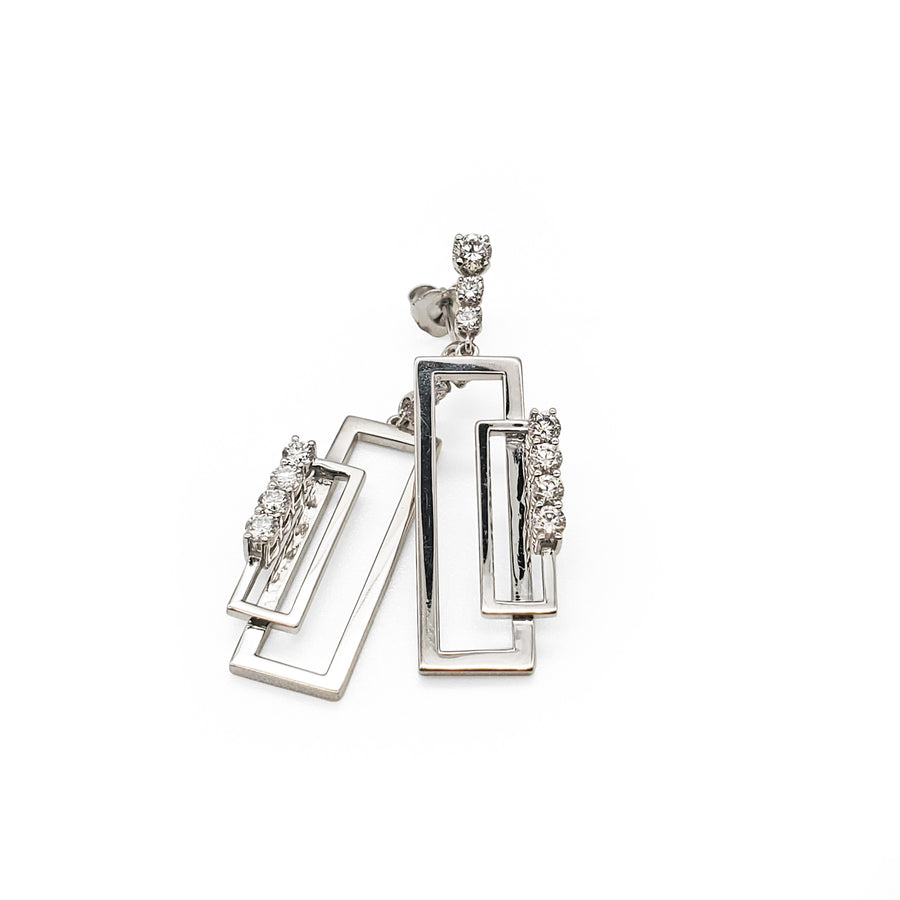 Double Rectangle Diamond Earring