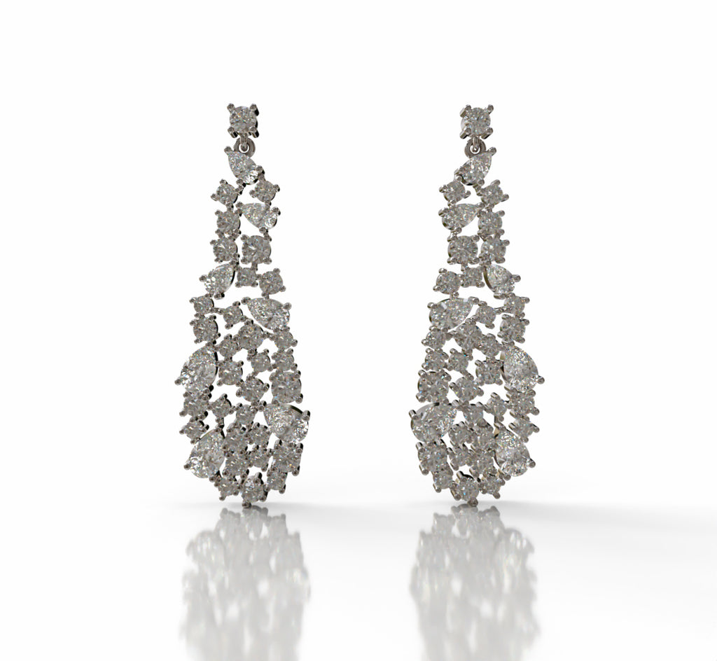 Pear Shapes Touch Diamond Dangle Earring image 2