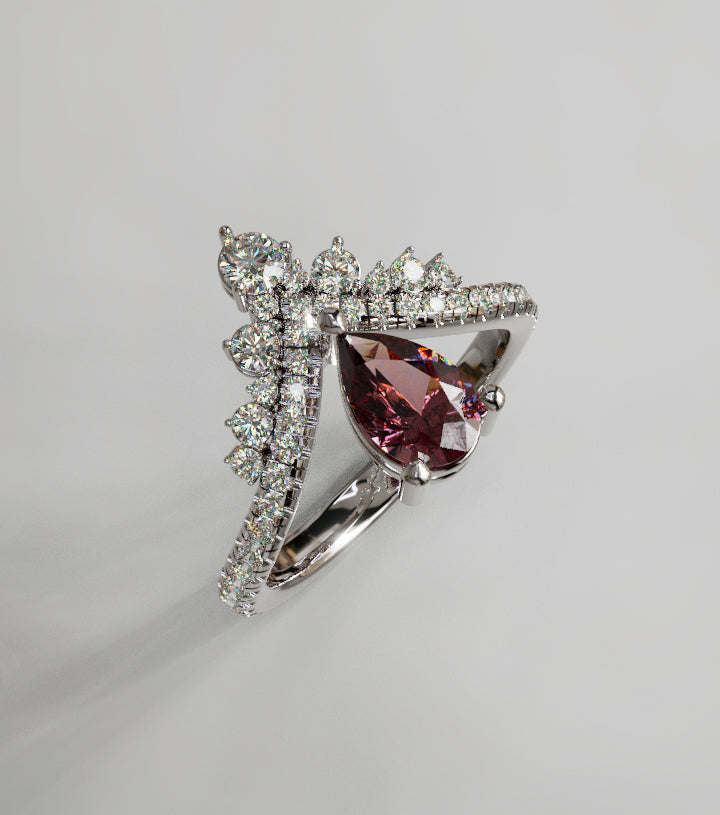 Pear Crown Fancy Diamond Ring image 10