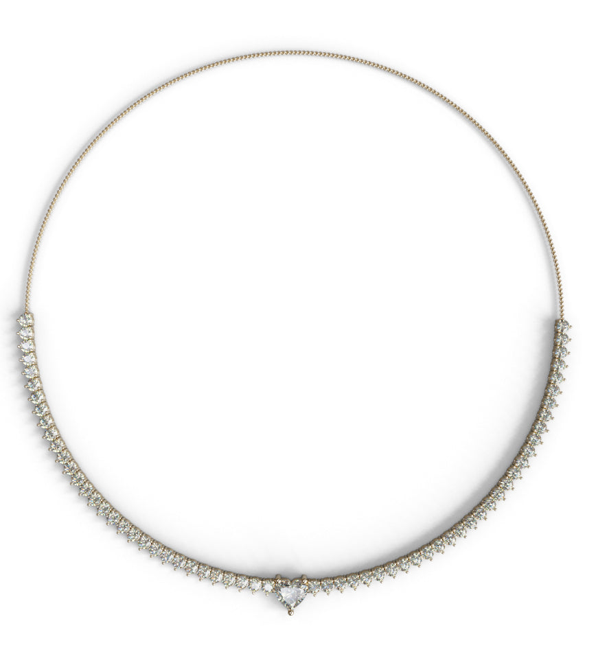 1.5ct Heart Center Tennis Necklace image 2