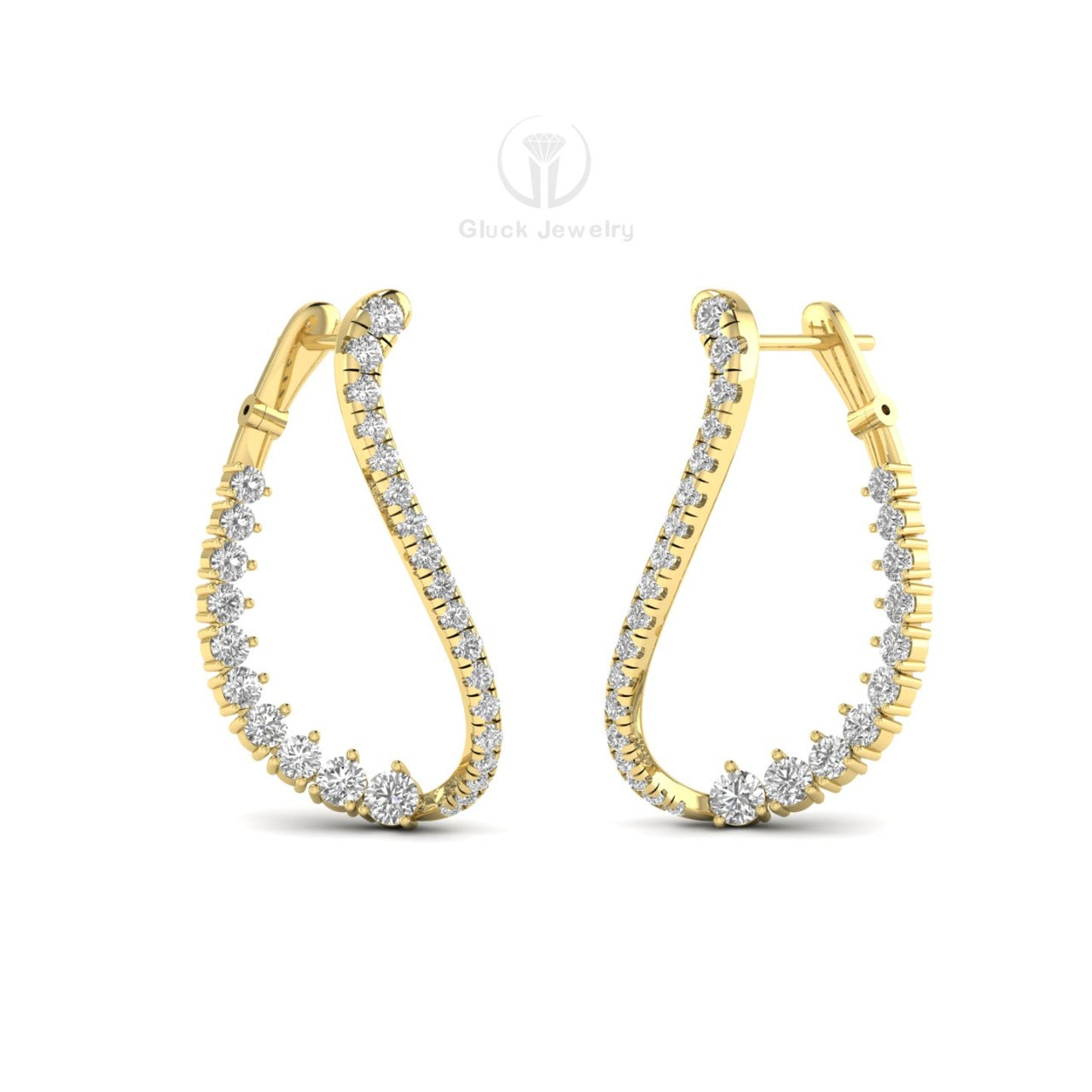 Diamond Inside & Out Drop Hoop Earrings image 0