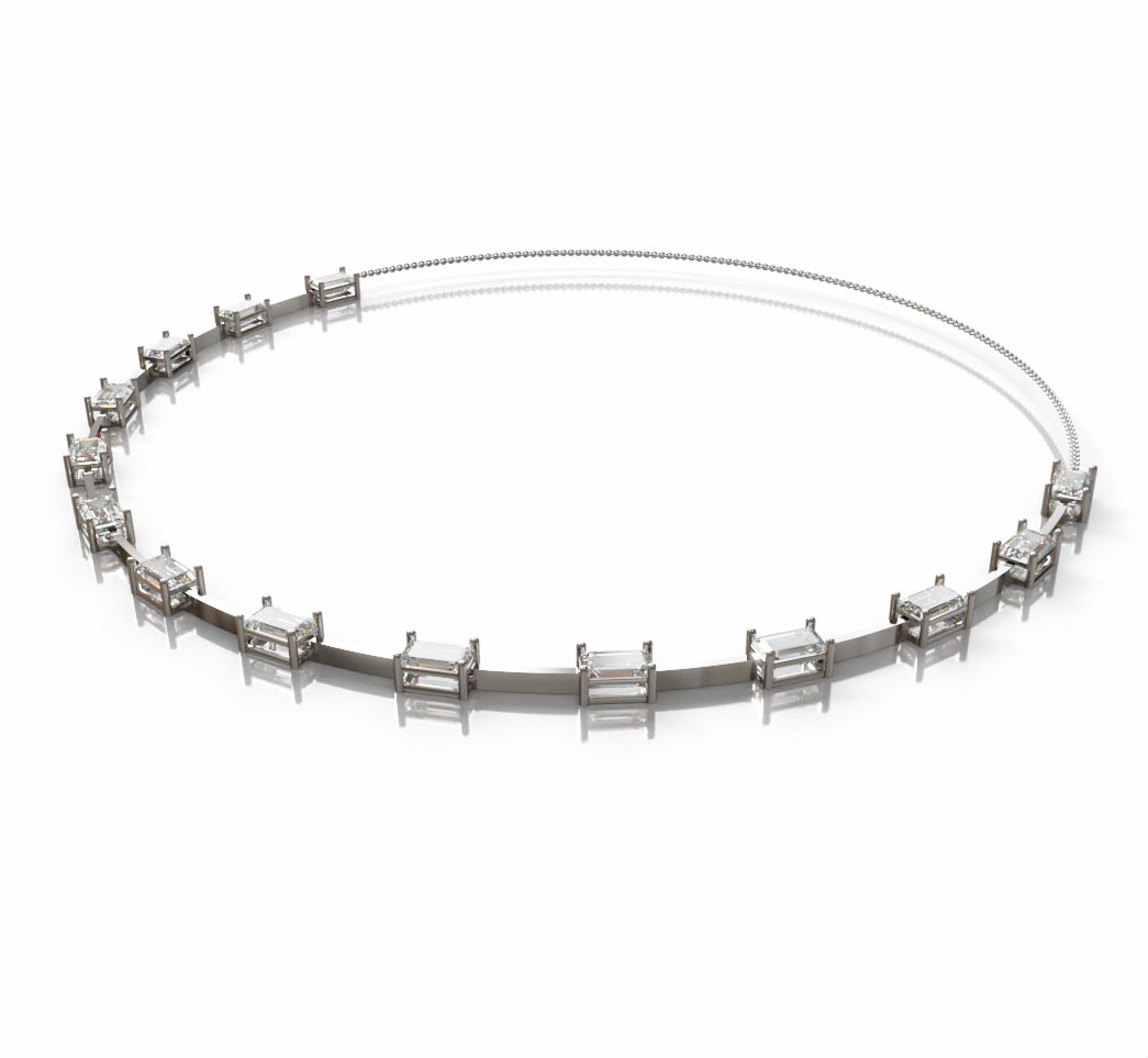 Emerald Wire Diamond Necklace image 3