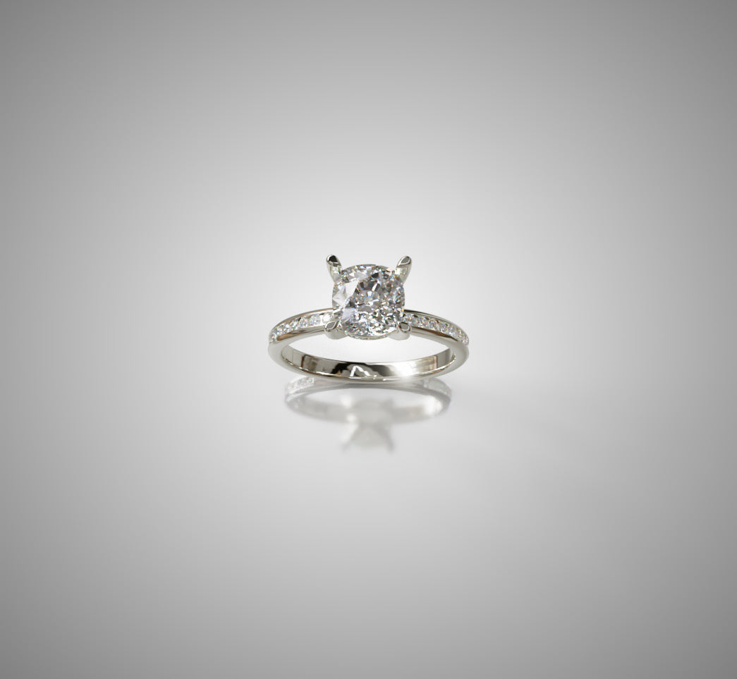 2ct Hidden Halo Cushion Center Channel Engagement Ring image 10