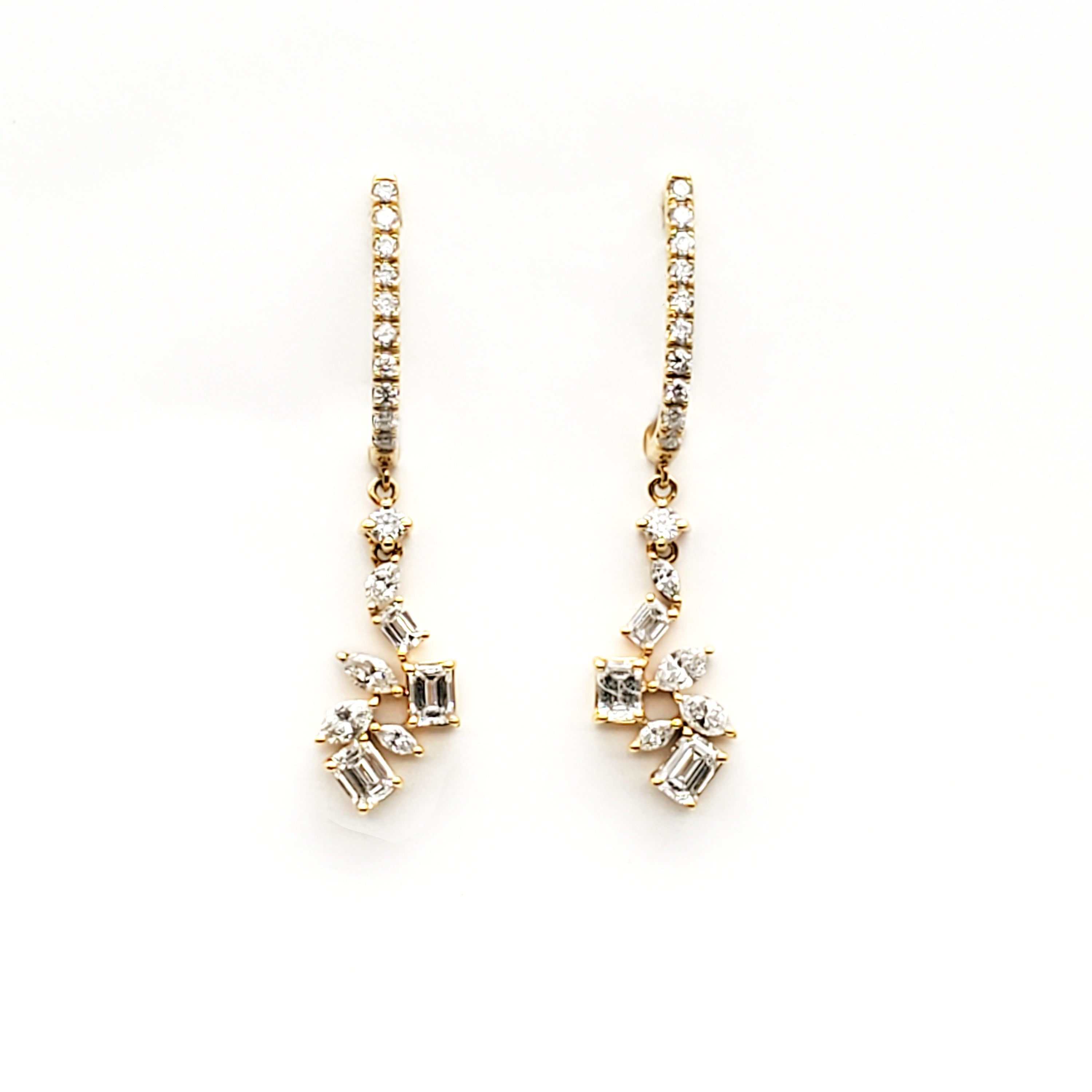 Emerald, Marquise and Round Diamond Earring image 0