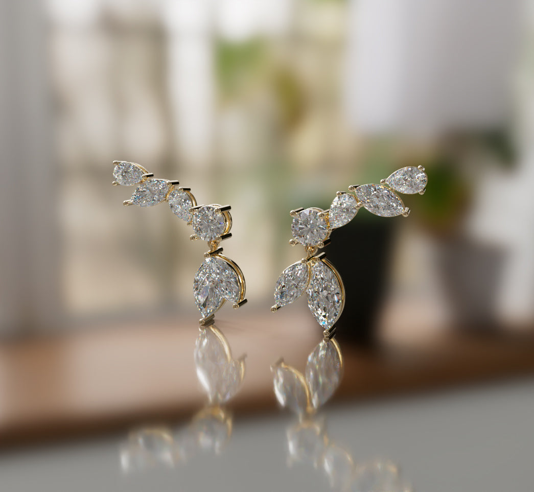 Marquise and Pear Diamond Dangle Earring image 1