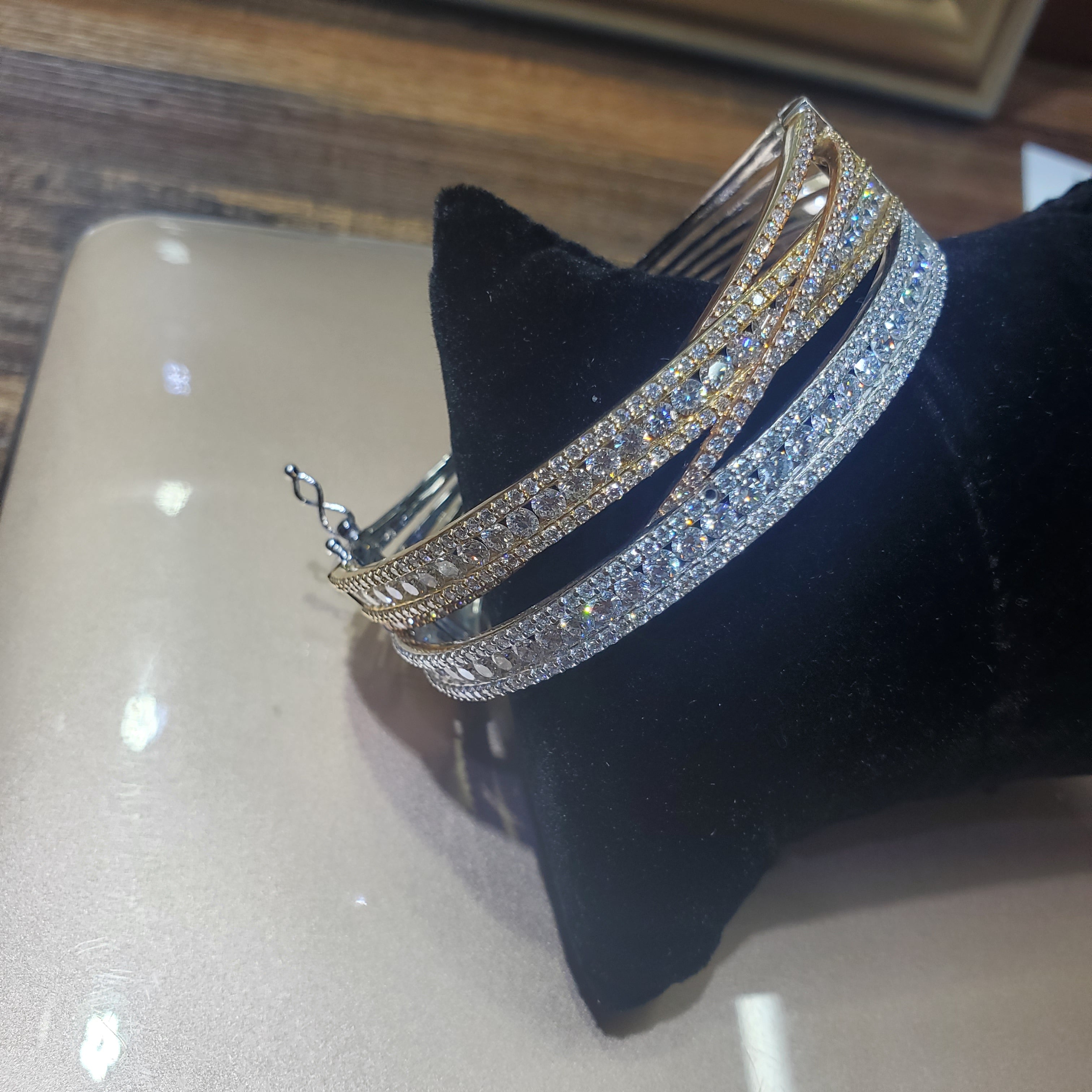 Two Tone Diamond Bangle image 6