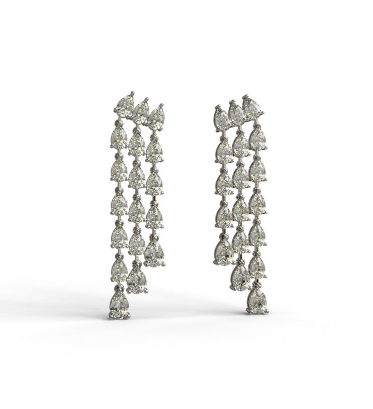 Three Row Pear Shape Diamond Stud Earring image 7