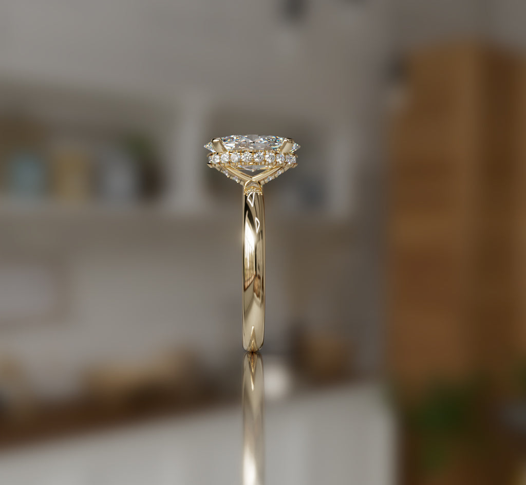 Hidden Halo Marquise Diamond Engagement Ring image 10