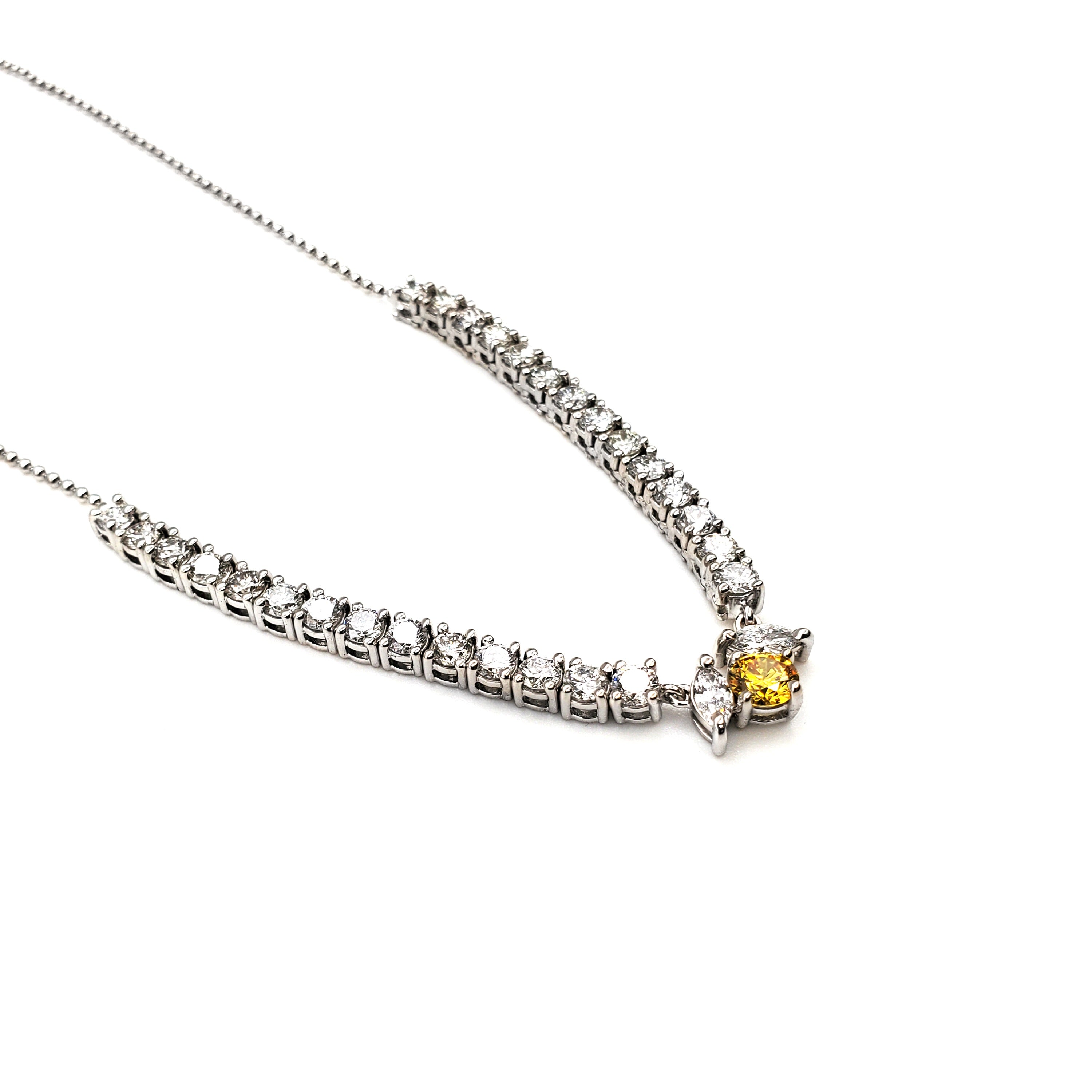 Marquise & Yellow Sapphire Tennis Necklace image 2
