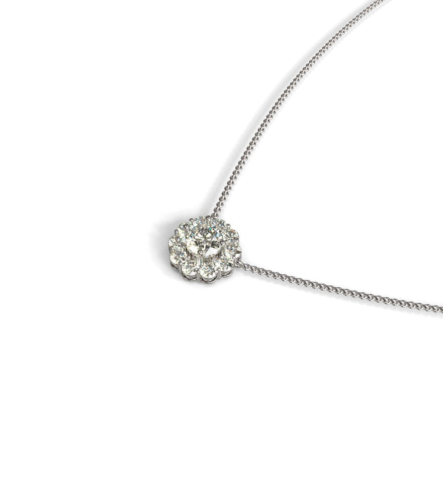 2ct Center, 20 pts Sides Halo Pendant image 6