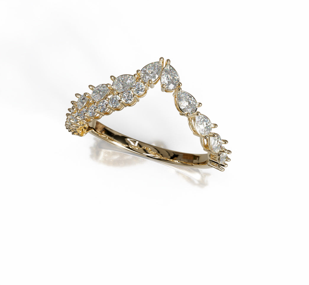 V Shape Pear Shapes and Round Diamond Ring image 4