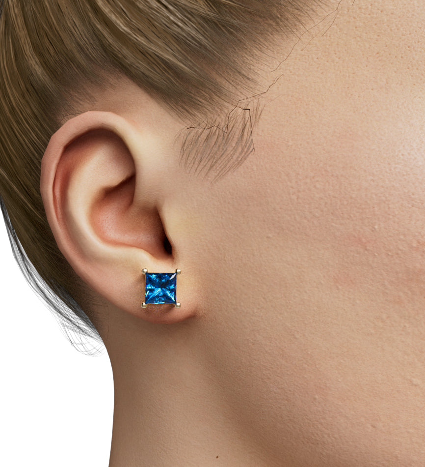 Princess Cut Stud Earring image 3