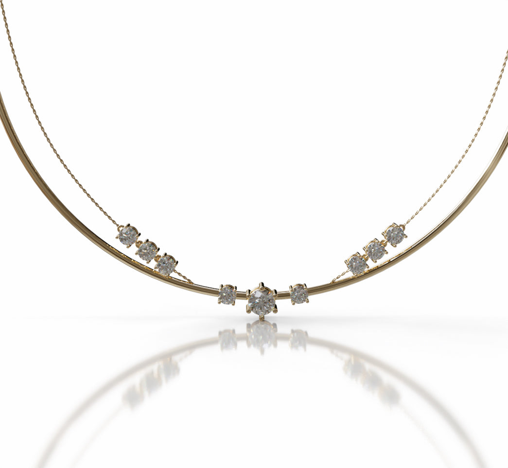 Double Row Chain Diamond  Necklace image 5