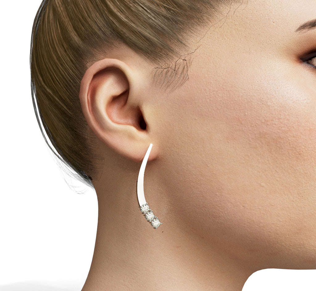 Solid Curved Diamond Dangle Earring image 0