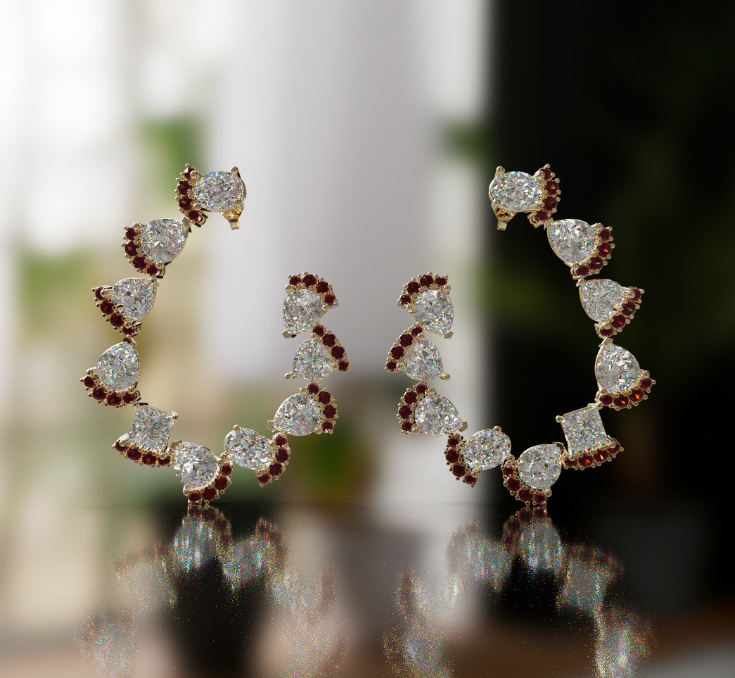 Pear and Round Loop Diamond Earring image 8