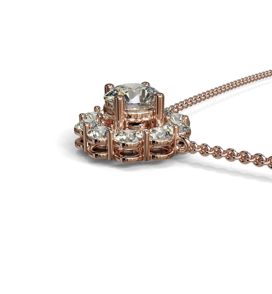 2ct Center, 20 pts Sides Halo Pendant image 4