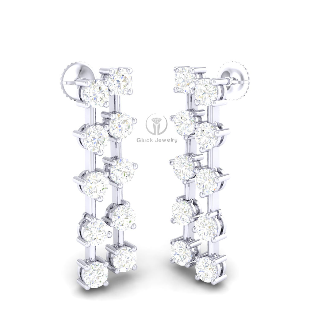 Double Row Diamond Dangle Earring image 2