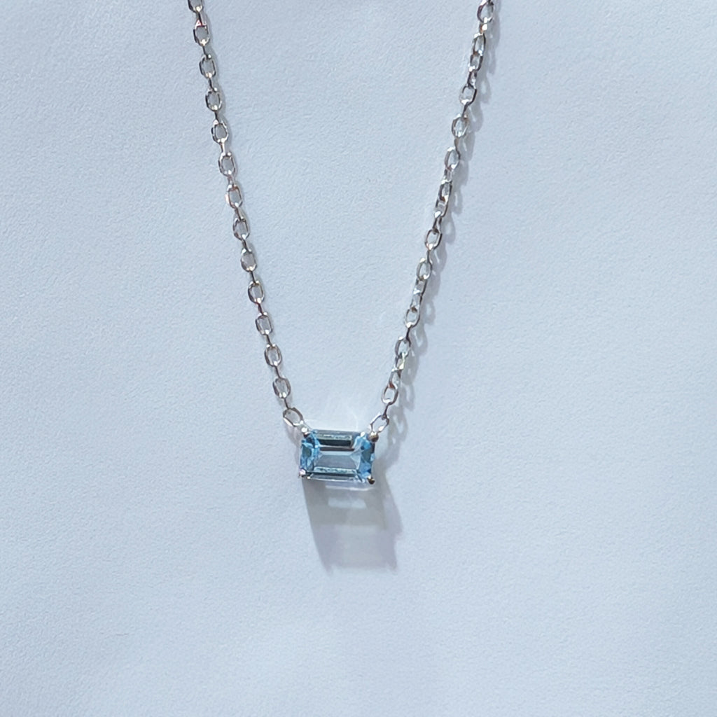 Emerald Cut Genuine Gem Stone Stud Pendant image 4