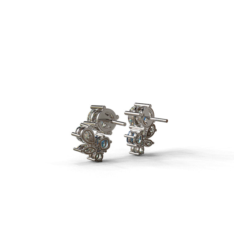 Round & Fancy Shape Diamond Cluster Stud Earring image 7