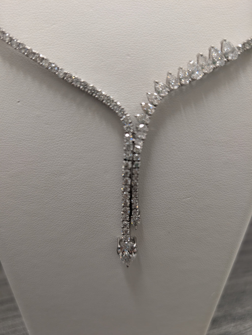 Pear Shape and Round Diamond Tennis Necklace image 3