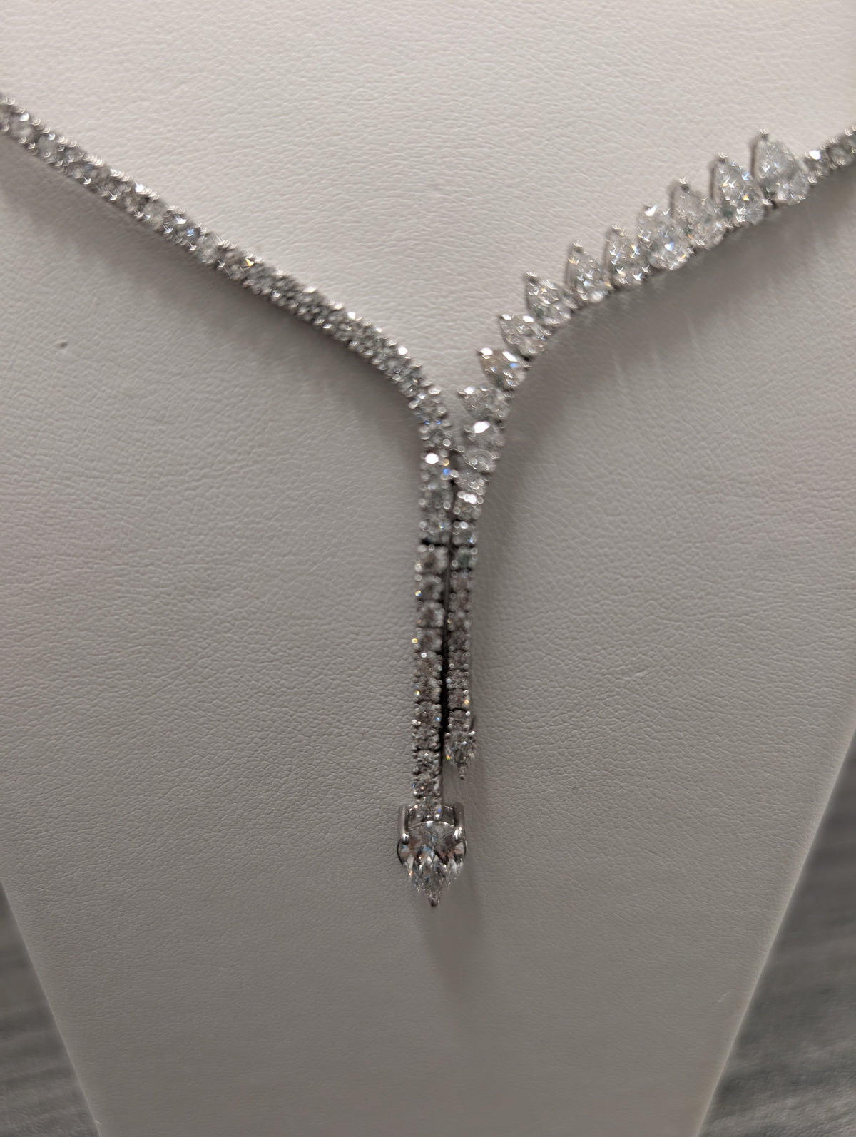 Pear Shape and Round Diamond Tennis Necklace image 3