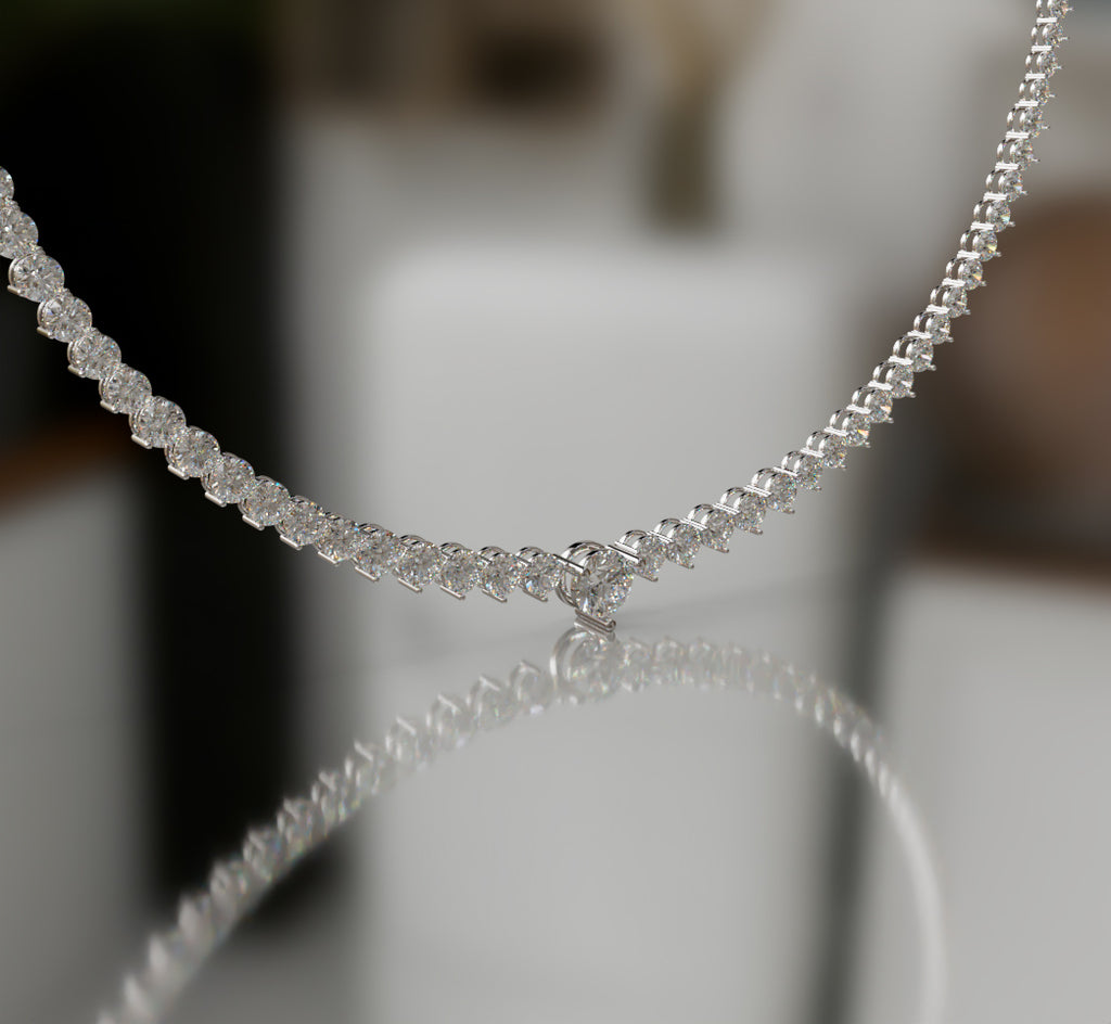 Three Prongs Tapered Diamond Tennis Necklace image 6