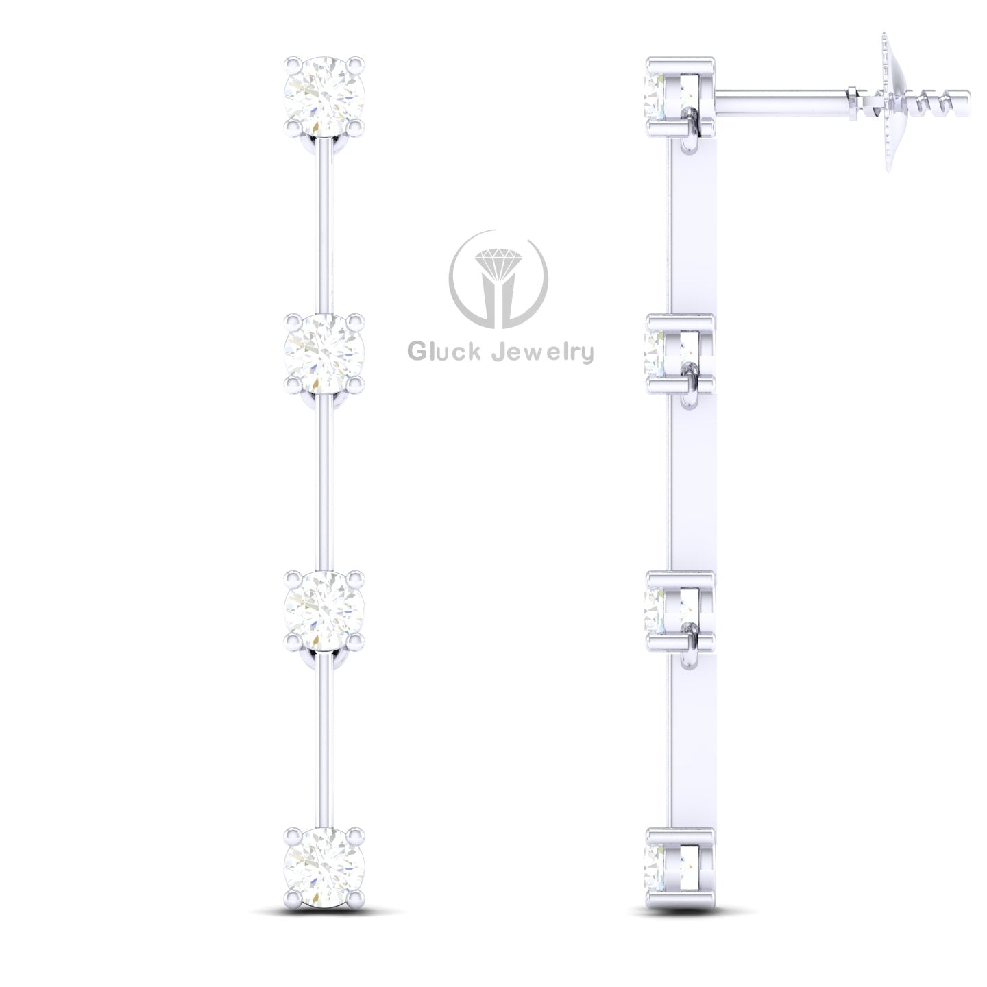 Drop Earring with Round Diamonds image 7