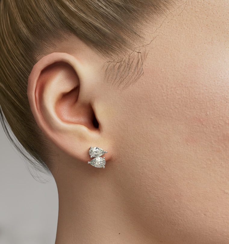 Double Pear Diamond Cluster Stud Earring image 0