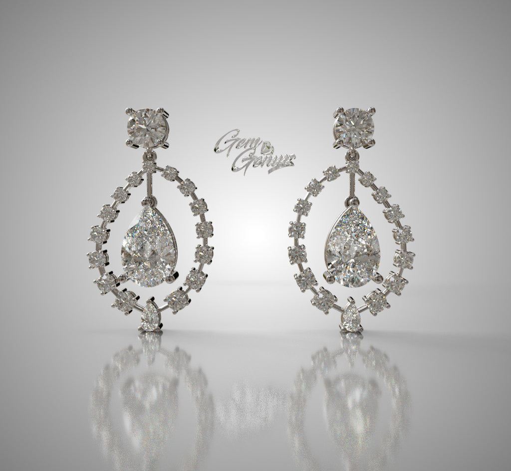 2.5ct Pear Shape and Diamond Dangle Earring image 3