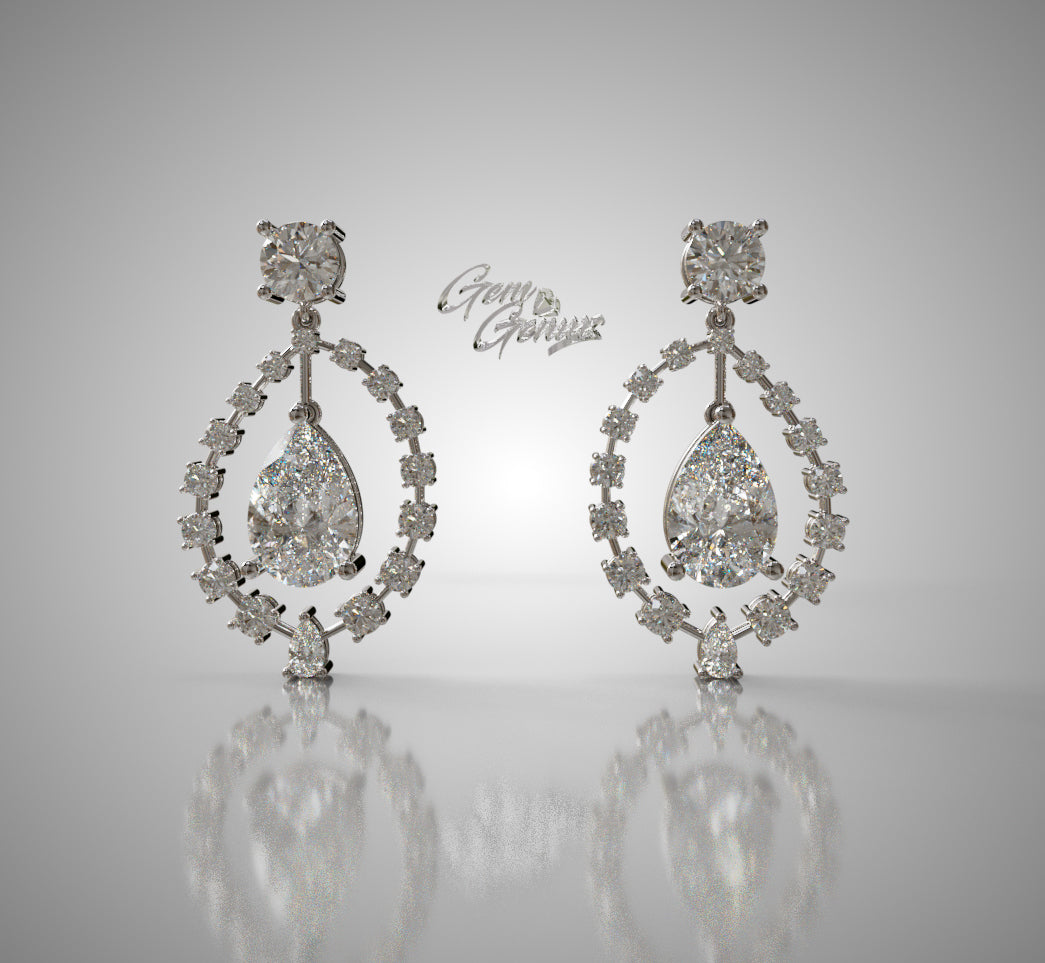 2.5ct Pear Shape and Diamond Dangle Earring image 3