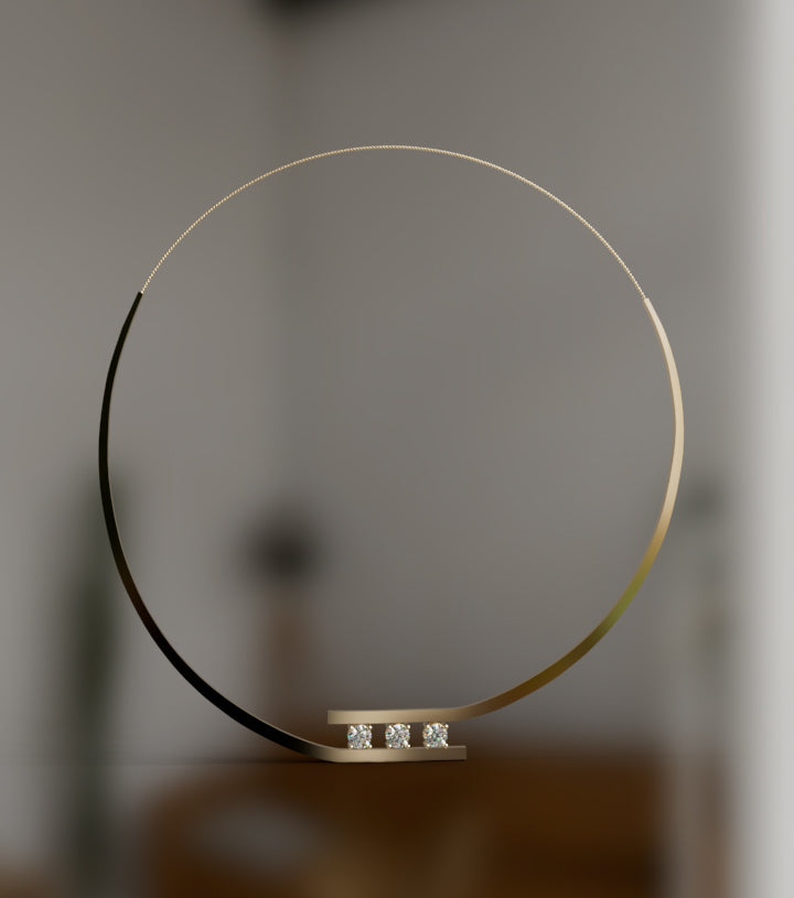 Solid 3/4 Way Satin Gold Diamond Necklace image 3