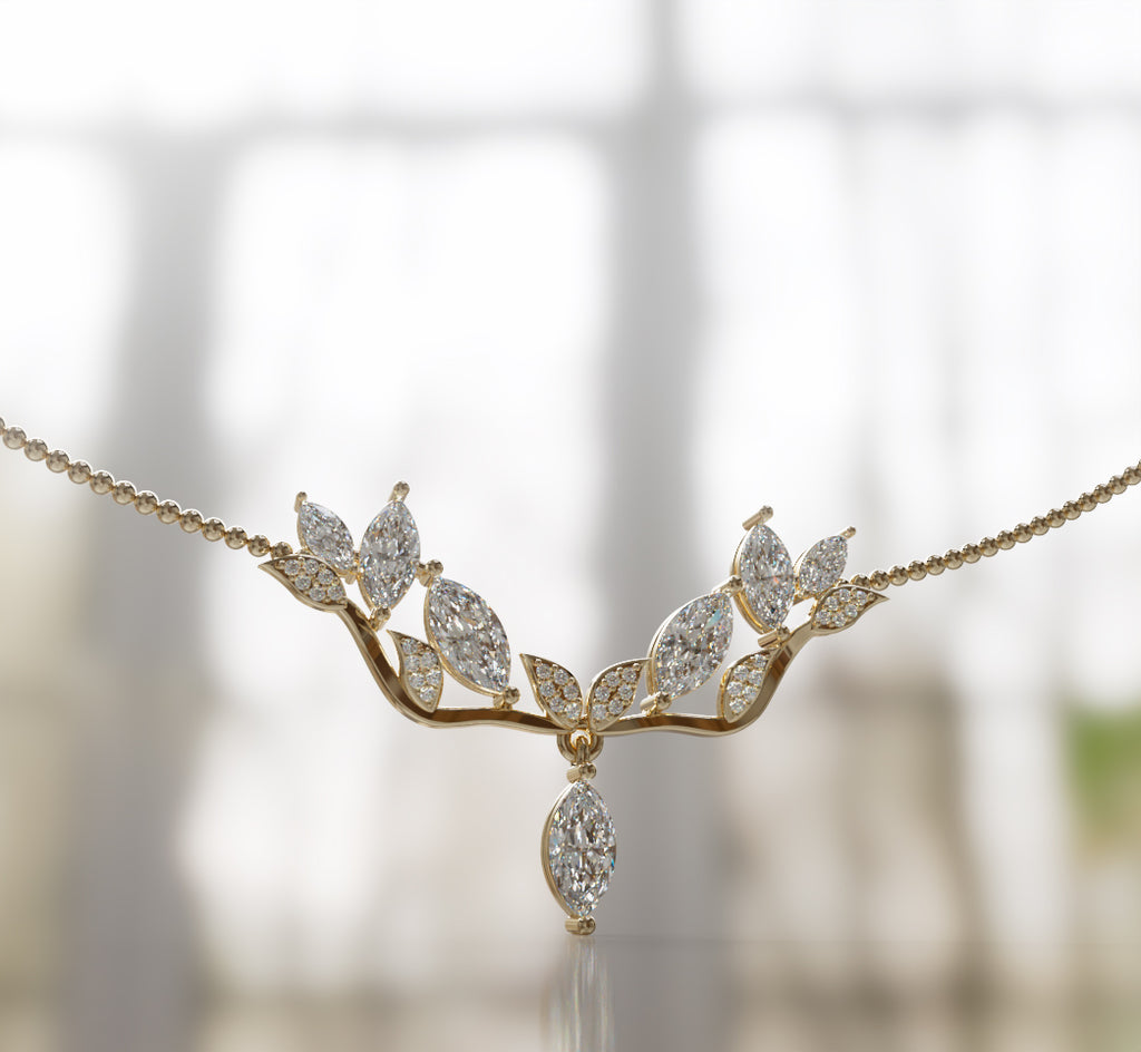 Fancy Cathedral Marquise Diamond  Necklace image 0