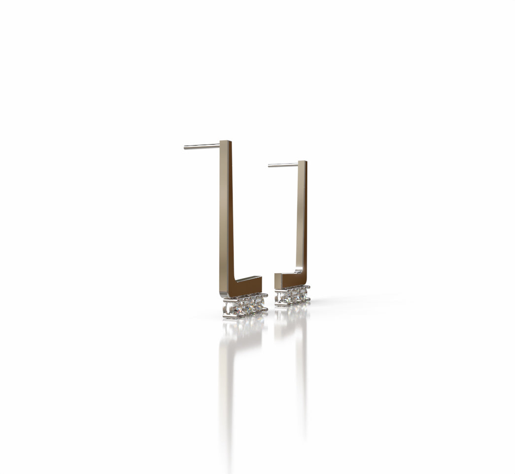 L Shape Solid Diamond Earring image 4