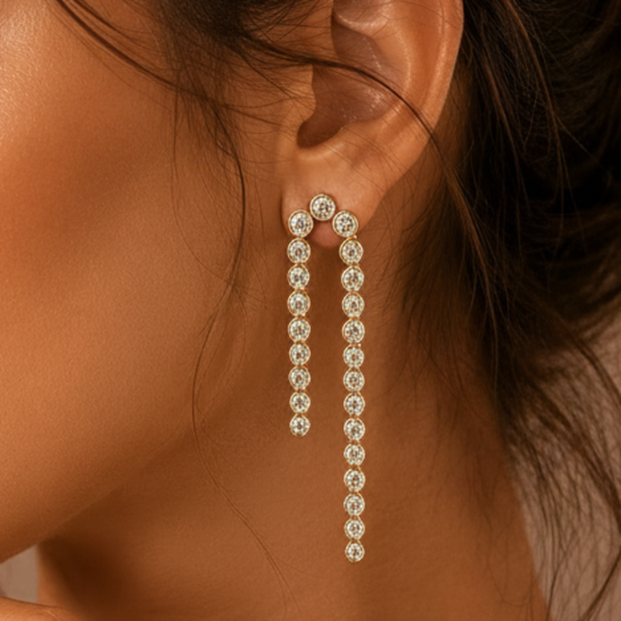 Bezel Drop Diamond Earring