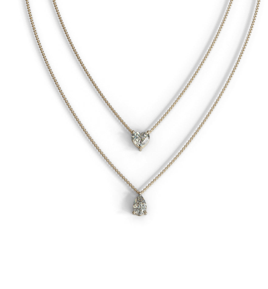 Double Row Heart & Pear Shape Diamond Necklace image 8