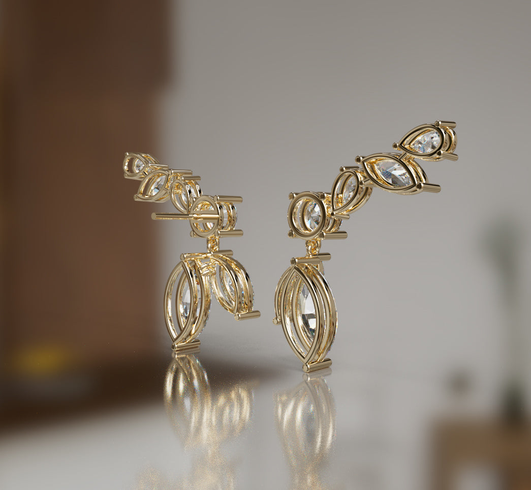 Marquise and Pear Diamond Dangle Earring image 7