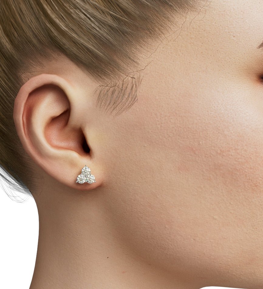 Three Stone Round Stud Earring image 0
