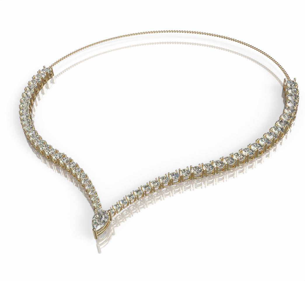 V Shape with Pear Diamond Necklace image 7