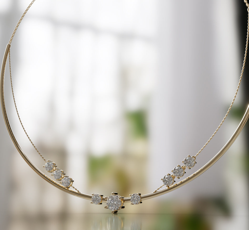 Double Row Chain Diamond  Necklace image 9