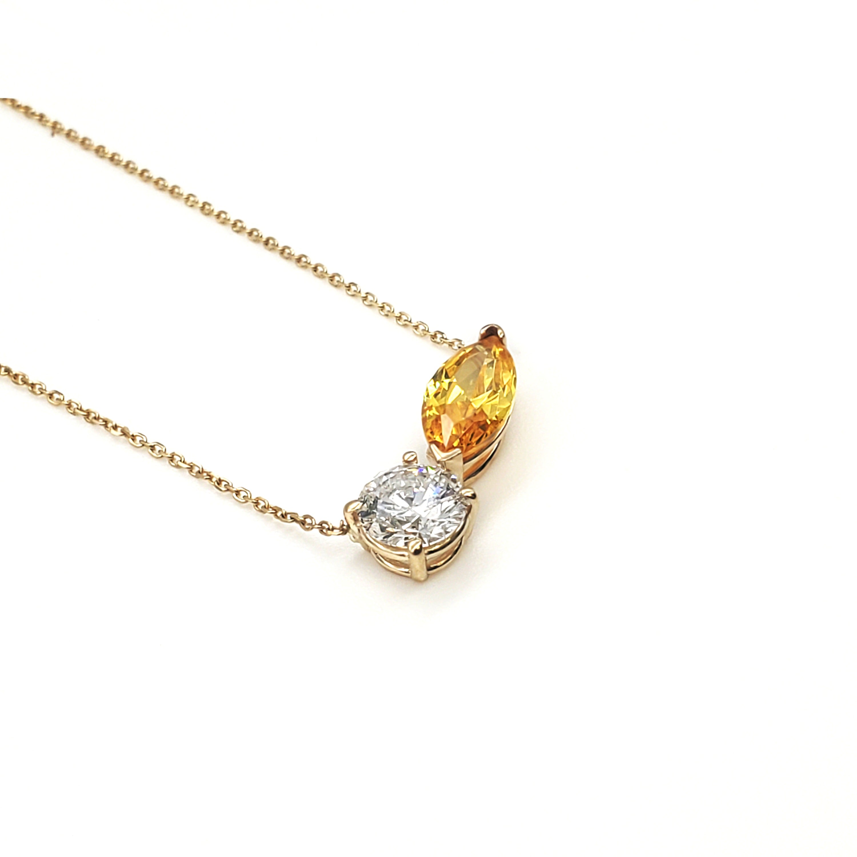 Round and Marquise Diamond Stud Pendant image 4