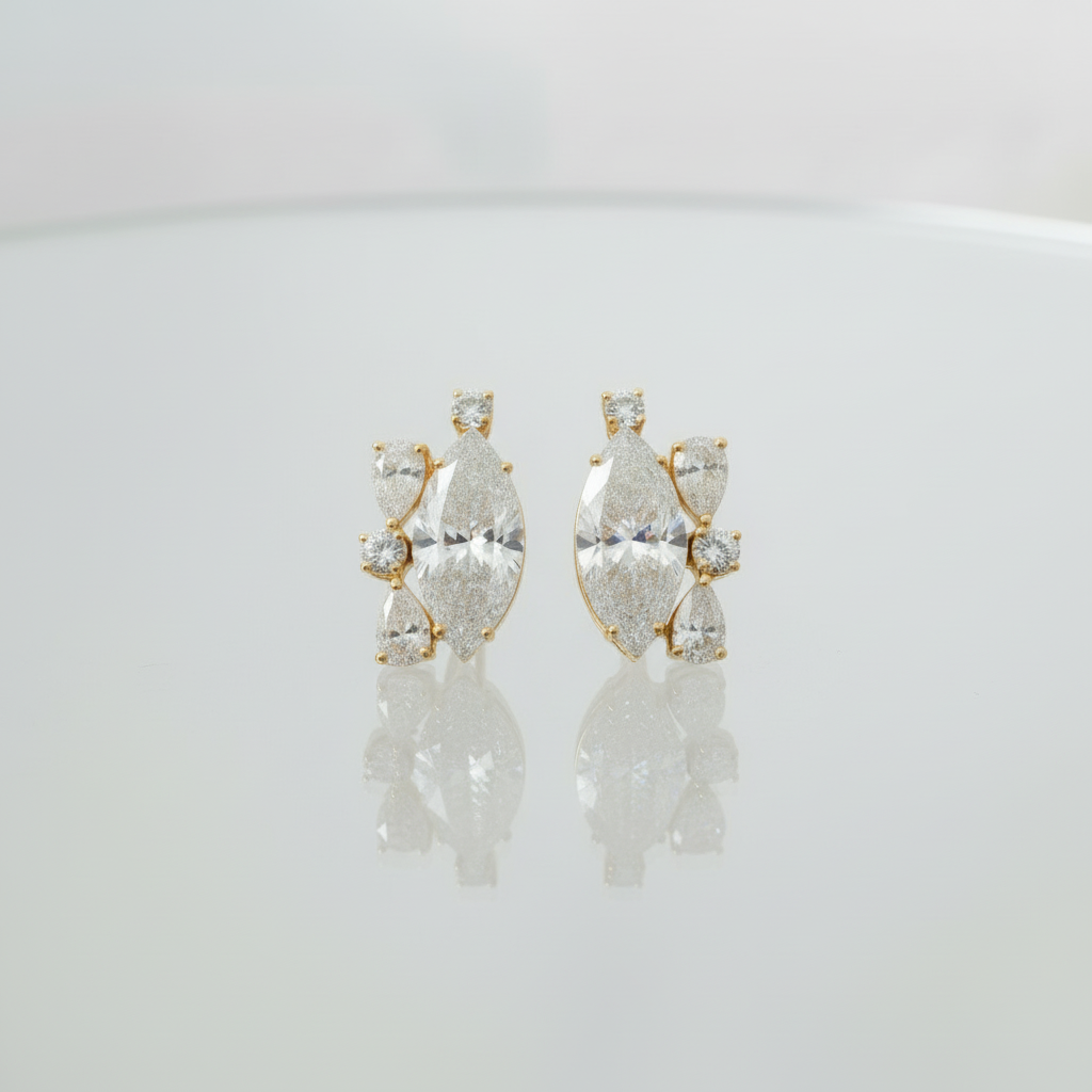 Solar Radiance Marquise Diamond Stud Earrings image 6